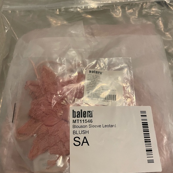 Balera Dance Costume pink poet BLOUSON SLEEVE LEOTARD Adult Small - Picture 2 of 2